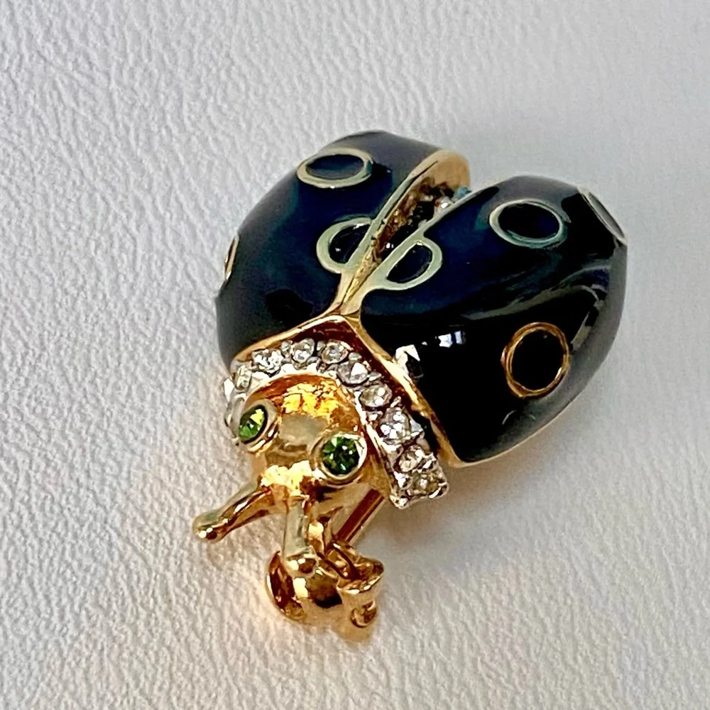 Vintage St. John Gold and Black Enamel Ladybug Brooch RARE - Picture 8 of 8